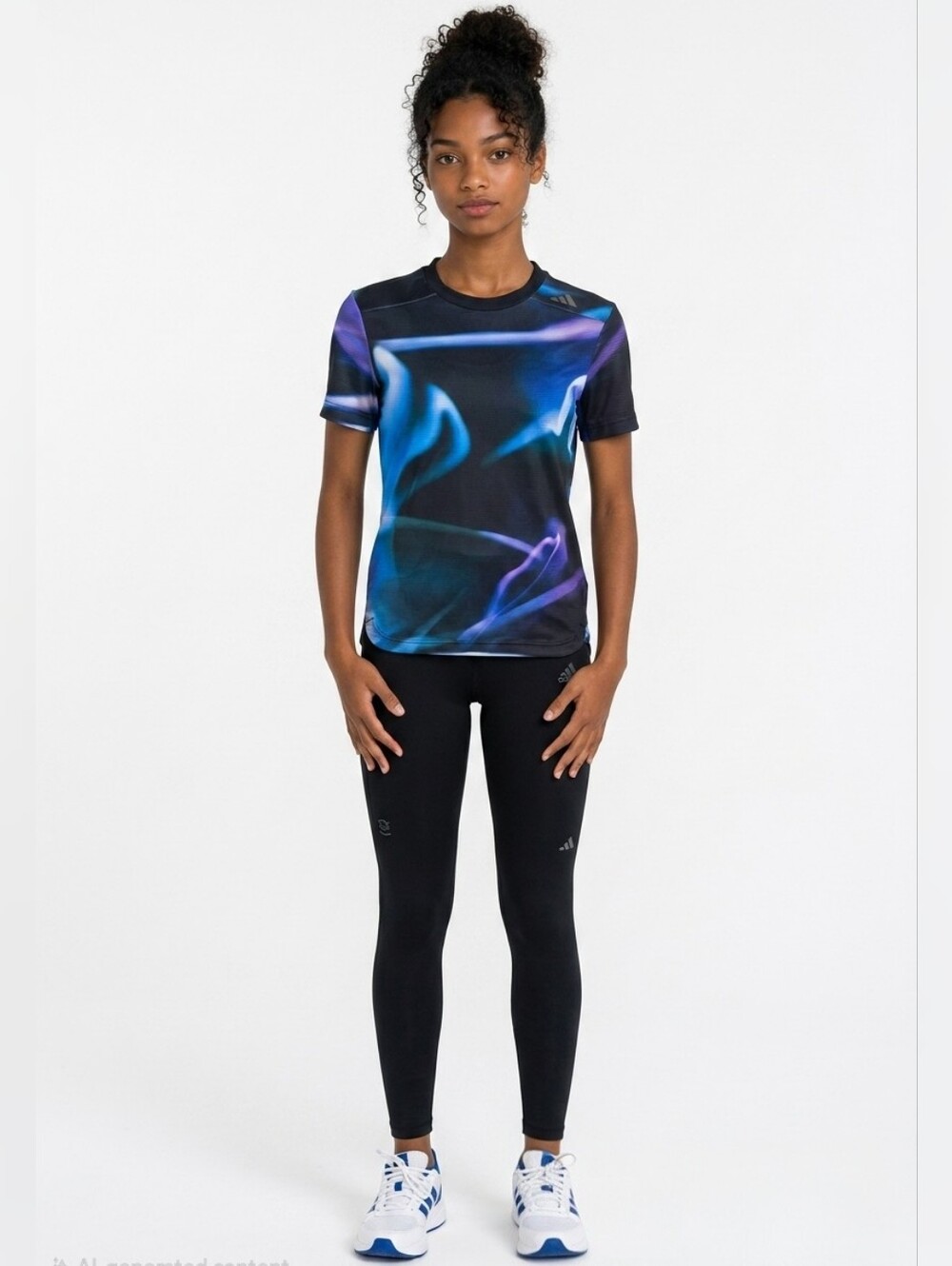 adidas Black Blue Purple Abstract Graphic Short-Sleeve Tee